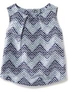 Old Navy Tulip Back Crepe Shirt - Blue Zigzag Top