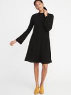 Old Navy Womens Mock-neck Rib-knit Swing Dress For Women Blackjack Size Xs