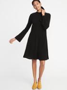 Old Navy Womens Mock-neck Rib-knit Swing Dress For Women Blackjack Size Xs