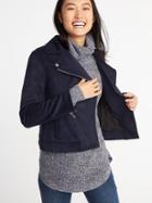 Old Navy Womens Sueded-knit Moto Jacket For Women In The Navy Size S