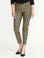 Old Navy Womens Mid-rise Pixie Full-length Pants For Women Gold Print Size 0