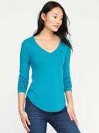 Old Navy Everywear Curved Hem V Neck Tee For Women - Oasis Lagoon
