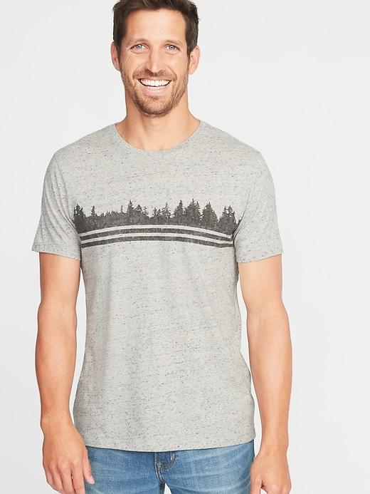 Old Navy Mens Soft-washed Printed Crew-neck Tee For Men Forest Chest Stripe Size Xs