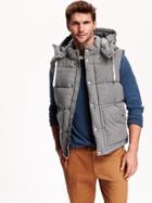Old Navy Mens Hooded Quilted Vest Size Xxl Big - Heather Grey