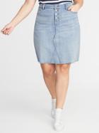 High-rise Secret-slim Pockets Plus-size A-line Denim Skirt