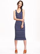 Old Navy Rib Knit Midi Tank Dress For Women - Navy Stripe