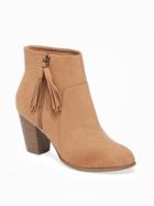 Old Navy Womens Sueded Tassel-zip Ankle Boots For Women Caramel Size 9