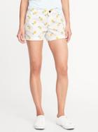 Old Navy Womens Mid-rise Everyday Khaki Shorts For Women (3 1/2) Lemons Size 12