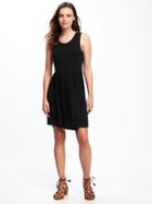 Old Navy Fit & Flare Jersey Knit Dress For Women - Black