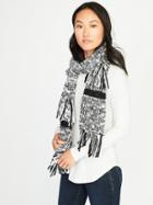 Old Navy Womens Marled Sweater-knit Fringed Scarf For Women Black Marl Size One Size