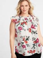 Old Navy Womens Plus-size Ruffled Swing Blouse White Floral Size 1x
