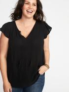 Old Navy Womens Plus-size Flutter-sleeve Swing Top Black Size 4x