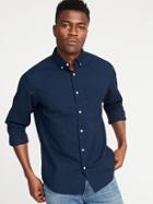 Old Navy Mens Regular-fit Built-in Flex Everyday Shirt For Men Navy Blue Size Xxxl