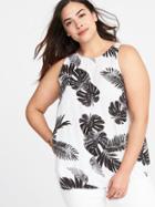Old Navy Womens Plus-size High-neck Trapeze Tank White Palm Print Size 1x