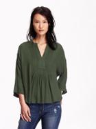 Old Navy Womens 3/4 Sleeve Split Neck Tops Size M - Chard Knock Life