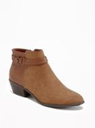 Old Navy Ankle Strap Boots For Women - Chestnut