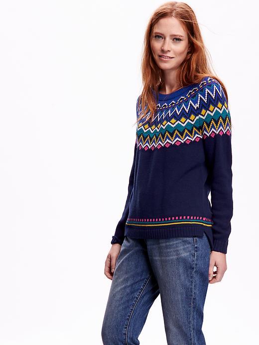 Old Navy Fair Isle Sweater Size L Tall - Navy Multi
