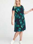 Old Navy Womens Short-sleeve Plus-size Jersey-knit Swing Dress Navy Palm Print Size 3x