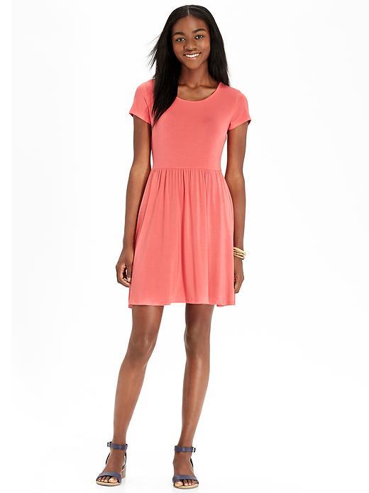 Old Navy Womens Jersey Fit &amp; Flare Dresses - Apple Guava