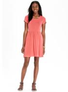 Old Navy Womens Jersey Fit &amp; Flare Dresses - Apple Guava