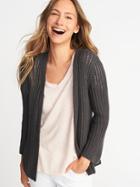 Old Navy Womens Textured Open-front Bell-sleeve Sweater For Women Graphite Size Xs