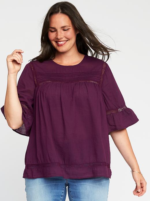 Old Navy Womens Pintucked Lace-trim Plus-size Blouse Winter Wine Size 2x
