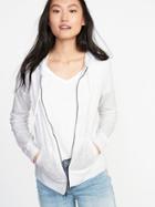 Old Navy Womens Relaxed Lightweight Full-zip Hoodie For Women Cream Size L