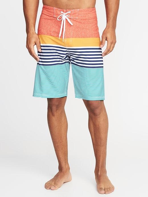 Old Navy Mens Built-in Flex Printed Board Shorts For Men (10) Orange Stripe Size 48w
