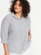 Classic Plus-size No-peek Striped Shirt