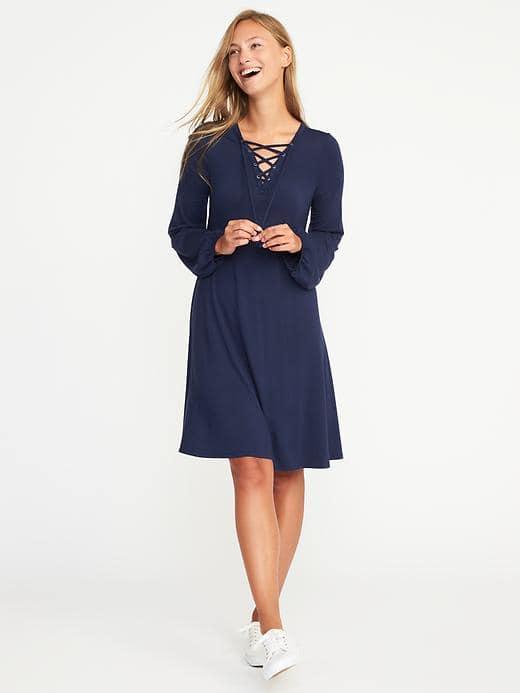 Old Navy Lace Up Swing Dress For Women - Lost At Sea Navy