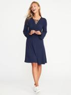 Old Navy Lace Up Swing Dress For Women - Lost At Sea Navy