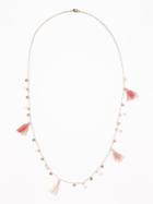 Old Navy Womens Tassel Beaded Station Necklace For Women Pink Multi Size One Size