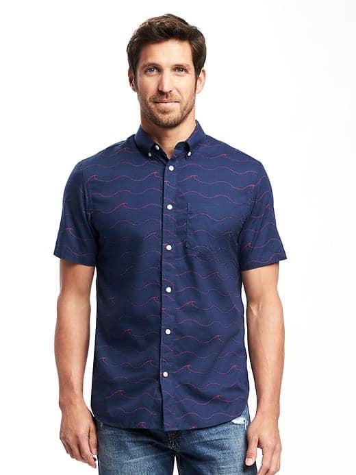 Old Navy Classic Slim Fit Poplin Shirt For Men - Navy Blue