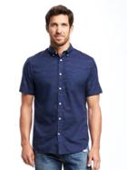 Old Navy Classic Slim Fit Poplin Shirt For Men - Navy Blue