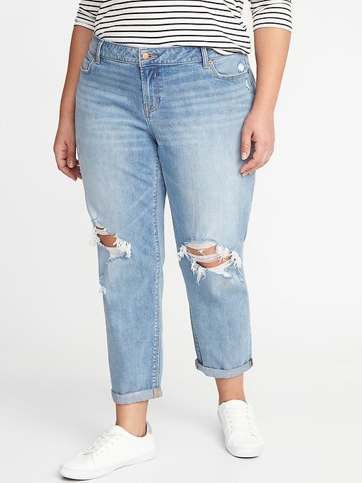 Old Navy Womens Mid-rise Distressed Boyfriend Straight Plus-size Jeans Juniper Berry Size 22