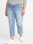 Old Navy Womens Mid-rise Distressed Boyfriend Straight Plus-size Jeans Juniper Berry Size 22