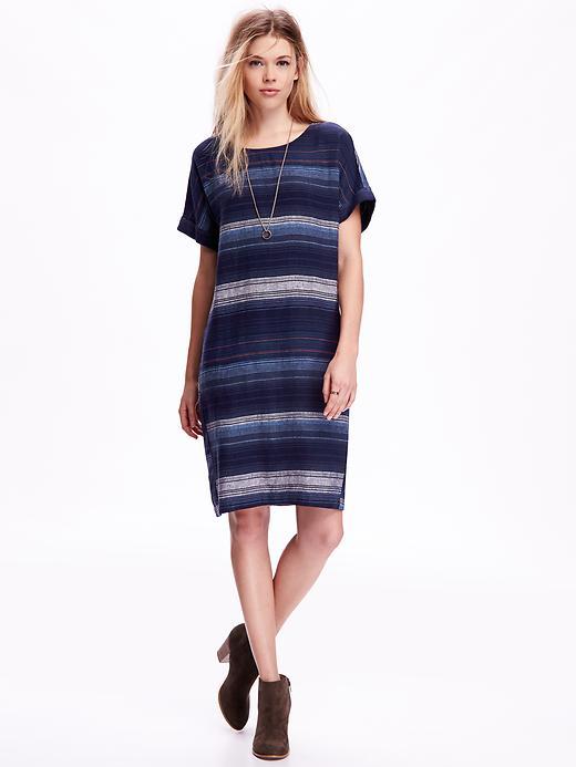 Old Navy Linen Blend Shift Dress - Cool Stripe