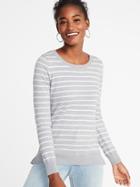 Old Navy Womens Crew-neck Sweater For Women Gray Stripe Size M