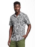 Old Navy Slim Fit Getaway Shirt For Men - Black/white Heather