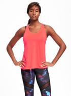 Old Navy Go Dry Hi Lo Racerback Tank For Women - Red It Neon Polyester