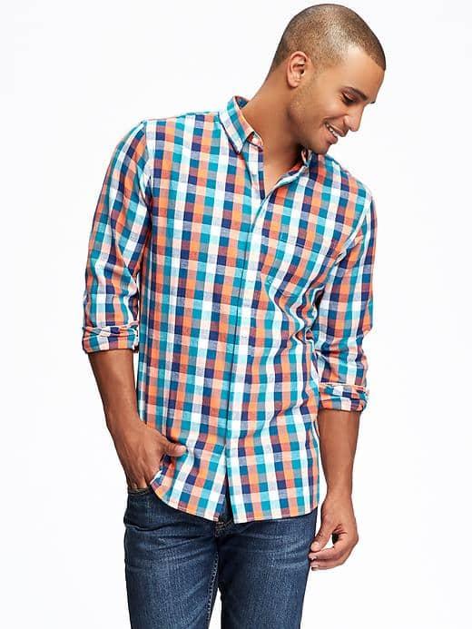 Old Navy Slim Fit Linen Blend Oxford Shirt For Men - Night Flight