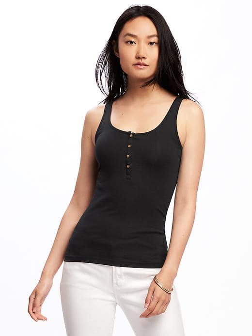 Old Navy First Layer Fitted Henley Tank For Women - Black