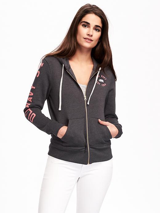 Old Navy Relaxed Full Zip Fleece Hoodie For Women - Dark Charcoal Gray