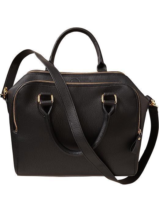 Old Navy Old Navy Womens Faux Leather Double Zip Bowler Bags - Black