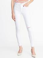 Old Navy Womens Mid-rise Distressed Rockstar White Jeans For Women Bright White Size 0