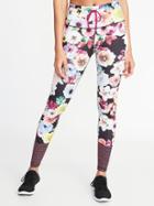Old Navy Womens High-rise Floral-print Striped-calf Compression Leggings For Women Pink Floral Size M