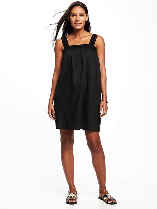 Old Navy Linen Blend Swing Dress For Women - Black