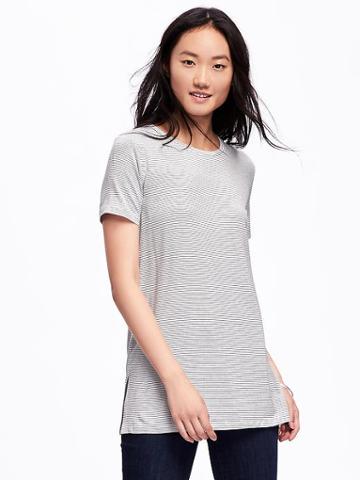 Old Navy Relaxed Crew Neck Tunic For Women - White Stripe
