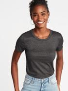 Old Navy Womens Slim-fit Sparkle-knit Tee For Women Black Tea Size L