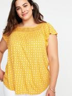 Old Navy Womens Plus-size Square-neck Crochet-trim Top Agave Nectar Size 1x